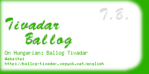 tivadar ballog business card